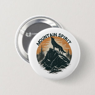 Mountain Majesty Wolf Howling on the Peak 6 Cm Round Badge