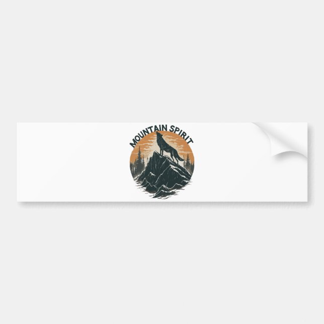 Mountain Majesty Wolf Howling on the Peak Bumper Sticker (Front)