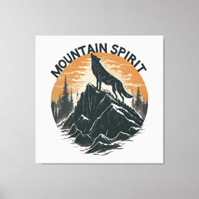 Mountain Majesty Wolf Howling on the Peak Canvas Print (Front)