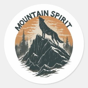 Mountain Majesty Wolf Howling on the Peak Classic Round Sticker