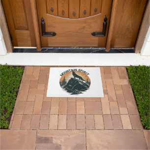Mountain Majesty Wolf Howling on the Peak Doormat