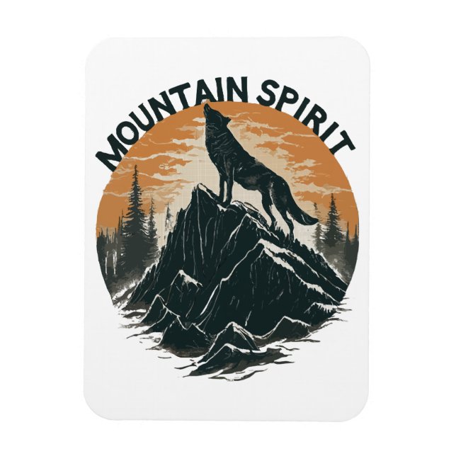 Mountain Majesty Wolf Howling on the Peak Magnet (Vertical)