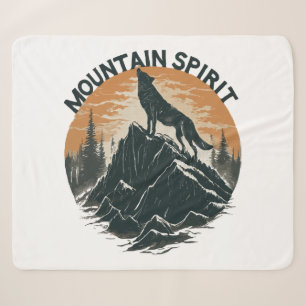 Mountain Majesty Wolf Howling on the Peak Sherpa Blanket