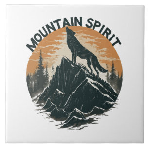 Mountain Majesty Wolf Howling on the Peak Tile