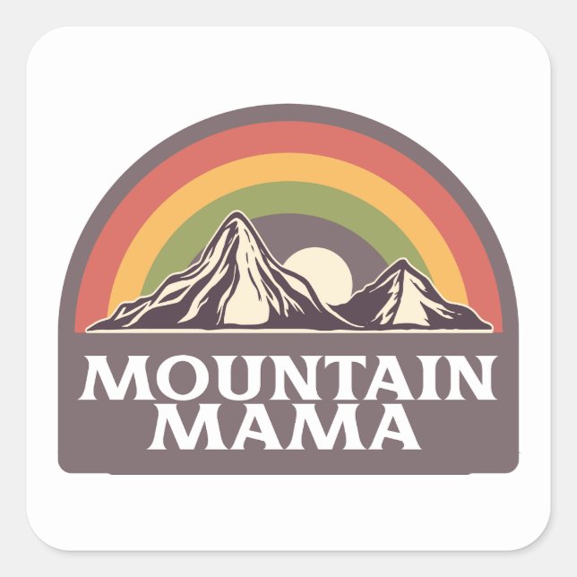 Mountain Mama Square Sticker  (Front)