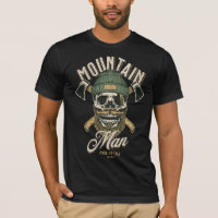 Mountain man; bearded skull; axes; nature lover;