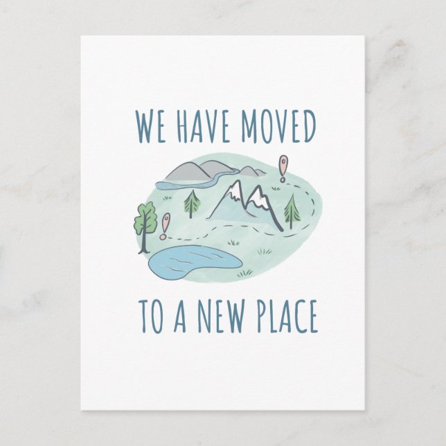 Mountain Map We Moved Announcement Postcard (Front)