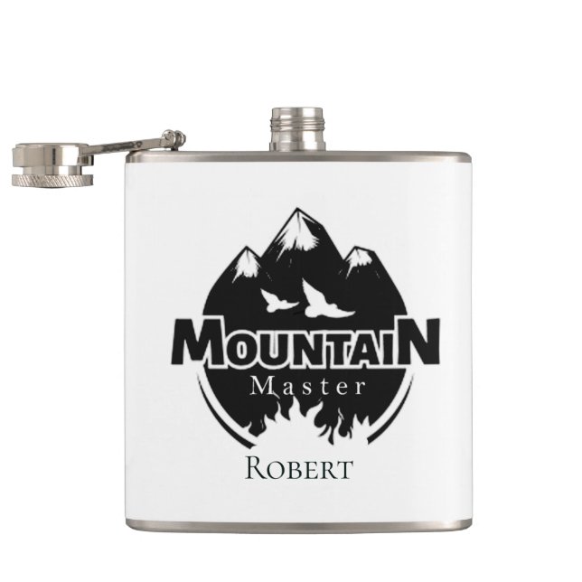 Mountain master, personalised hiker/biker  hip flask (Opened)