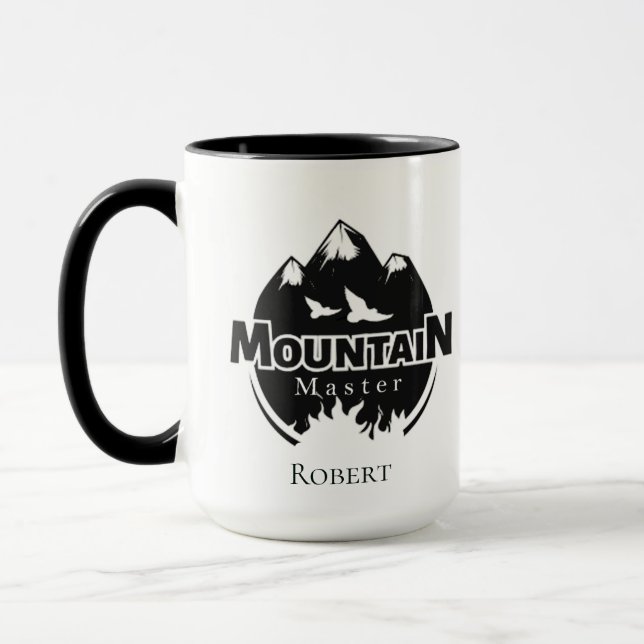 Mountain master, personalised hiker/biker  mug (Left)
