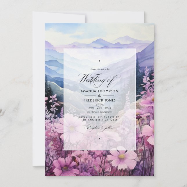 Mountain Mauve Floral Wedding Invitation (Front)