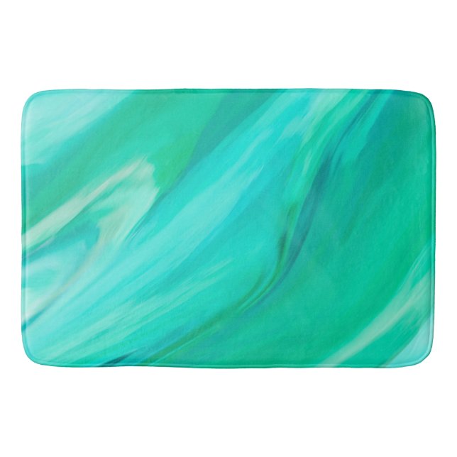 Mountain Meadow Green Abstract Bath Mat (Front)