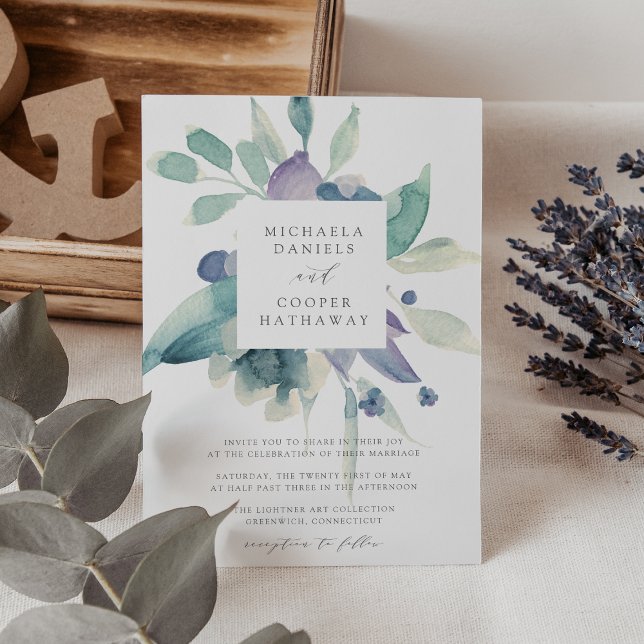 Mountain Meadow Watercolor Floral Frame Wedding Invitation (Creator Uploaded)