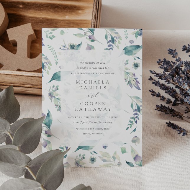 Mountain Meadow Watercolor Floral Pattern Wedding Invitation (Creator Uploaded)