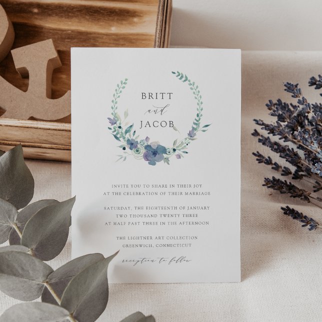 Mountain Meadow | Watercolor Floral Wreath Wedding Invitation (Creator Uploaded)