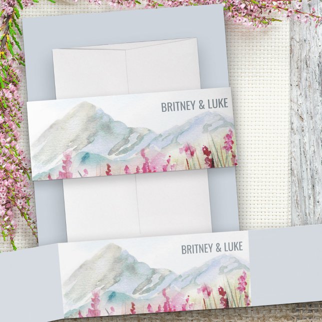 Mountain Meadow Watercolor Wedding Invitation Belly Band (Creator Uploaded)