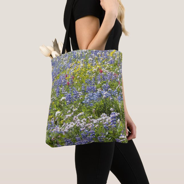 Mountain Meadow Wildflowers Floral Tote Bag (Close Up)