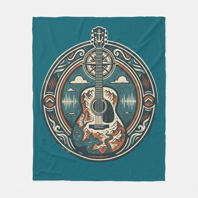 Mountain Melody Acoustic Guitar Crest Fleece Blank (Front)