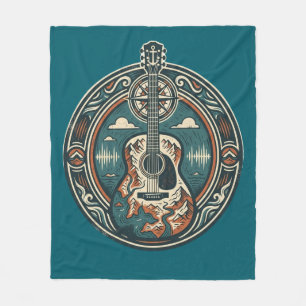 Mountain Melody Acoustic Guitar Crest Fleece Blank Blanket
