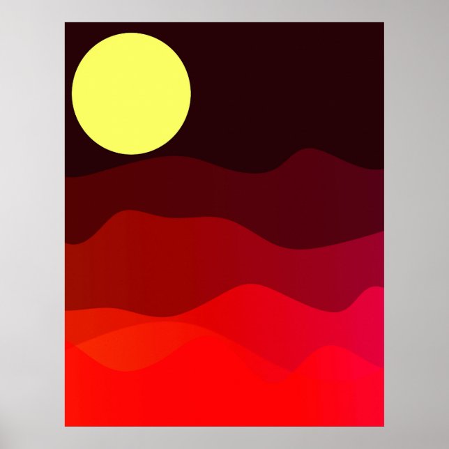 Mountain Moon Landscape Modern Minimalist Art Poster (Front)