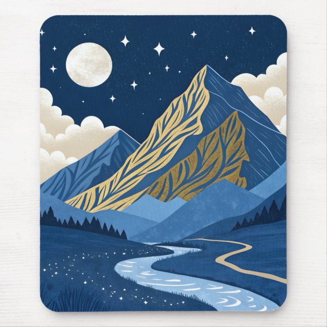 Mountain Moon Light Mouse Mat (Front)