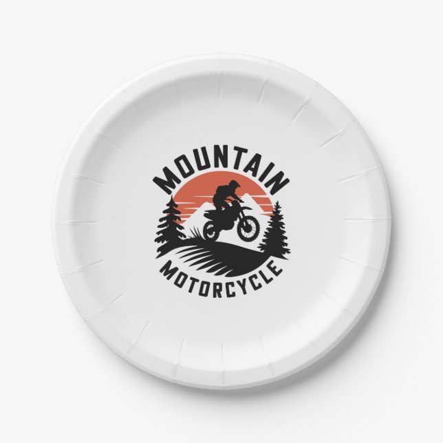 Mountain Motorcycle Paper Plate (Front)
