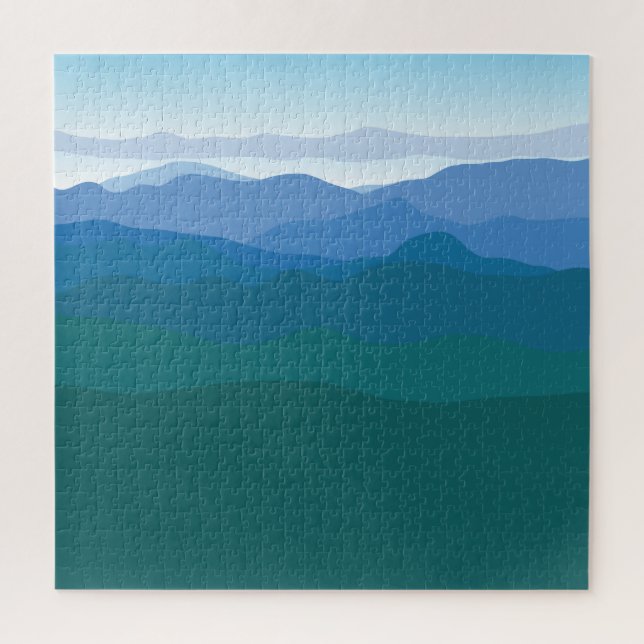 Mountain Mountains View Green Blue Illustrated Jigsaw Puzzle (Vertical)