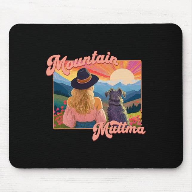 Mountain Muttma Boho Dog Hiking Trail Camping Adve Mouse Mat (Front)