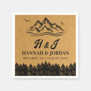 Mountain nature Rustic Outdoors Woodsy Wedding Napkin
