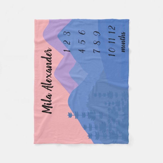 Mountain Nature Scenery Pastel Monthly Milestone Fleece Blanket (Front)