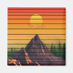 MOUNTAIN NATURE VINTAGE SUNSET SCENERY  MAGNET