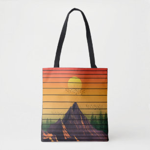 MOUNTAIN NATURE VINTAGE SUNSET SCENERY  TOTE BAG