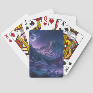 Mountain Night With Moon Playing Cards