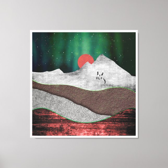 Mountain Northern Lights Canvas Print (Front)