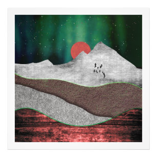 Mountain Northern Lights Photo Print
