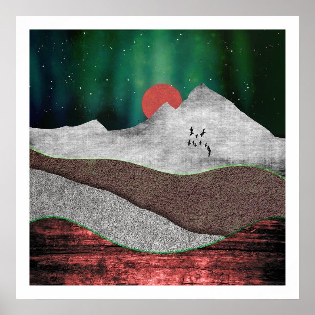 Mountain Northern Lights Poster (Front)