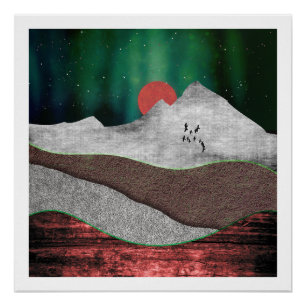 Mountain Northern Lights Poster