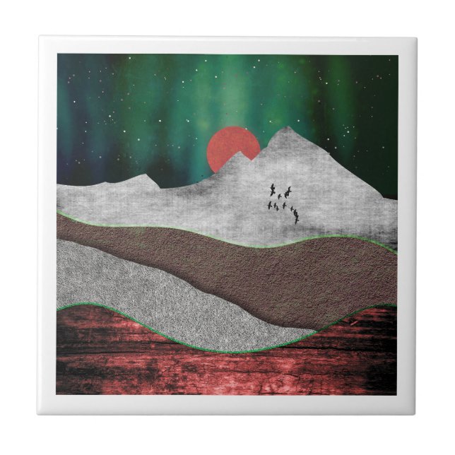 Mountain Northern Lights Tile (Front)