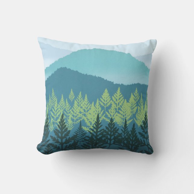 Mountain Nursery Throw Pillow (Front)