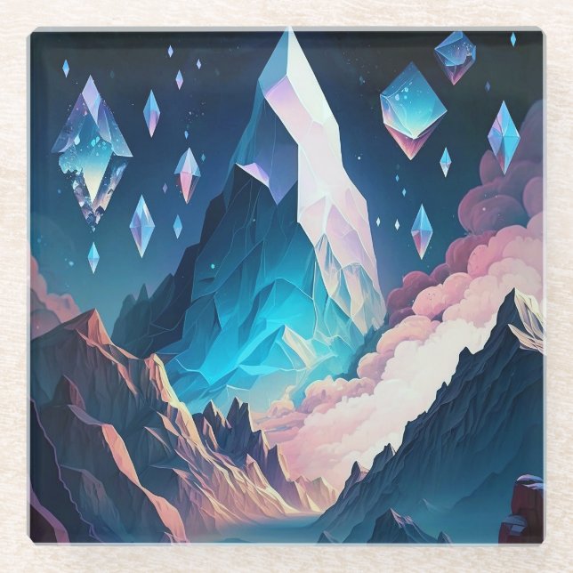 Mountain Of Crystal Fantasy Landscape Glass Coaste Coaster (Front)
