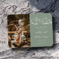 Mountain Outdoor Sage Green Wedding Save The Date