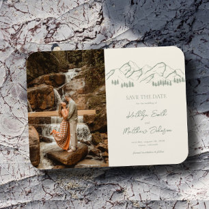 Mountain Outdoor Sage Green Wedding Save The Date Magnet