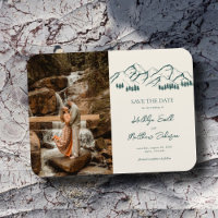 Mountain Outdoor Sage Green Wedding Save The Date