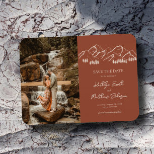 Mountain Outdoor Terracotta Wedding Save The Date Magnet