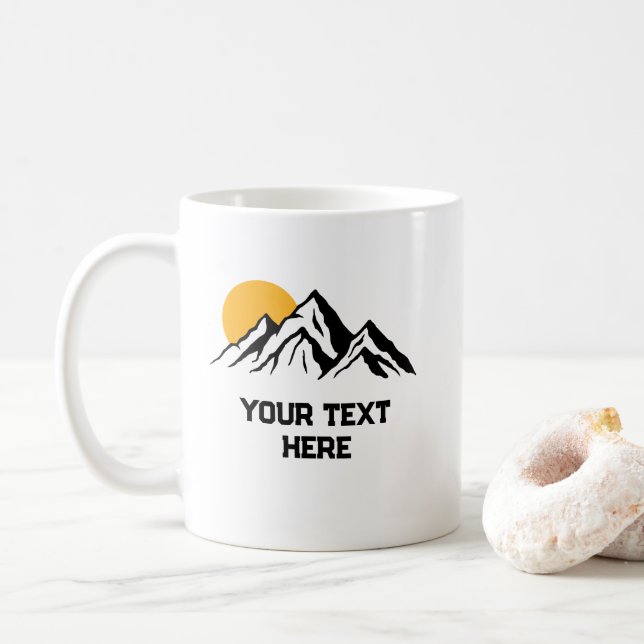 Mountain Painting Wilderness Custom Coffee Mug (With Donut)