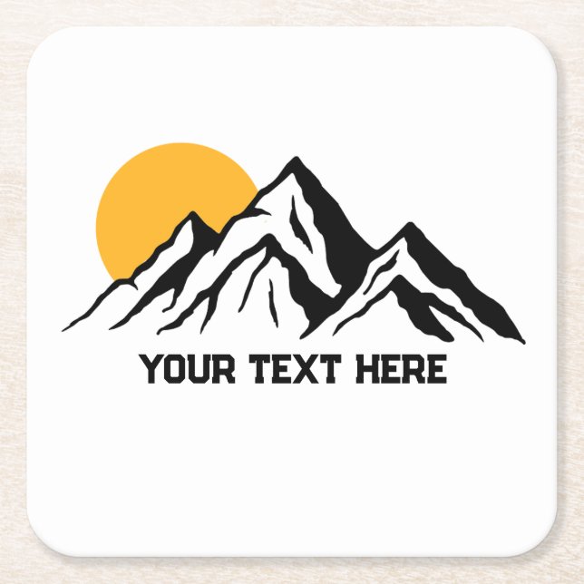 Mountain Painting Wilderness Custom Square Paper Coaster (Front)