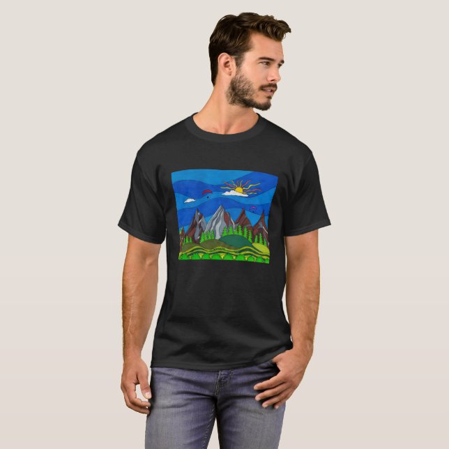Mountain paragliding art shirt (Front Full)