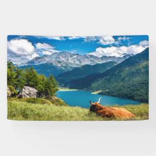 Mountain Pasture Highlands Cow Banner