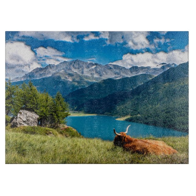 Mountain Pasture Highlands Cow Cutting Board (Front)