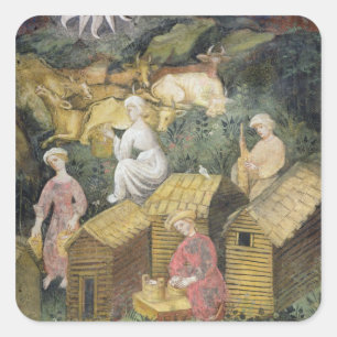 Mountain pastures square sticker