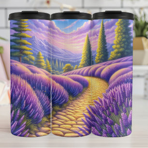 Mountain Path Through Lavender Fields. Thermal Tumbler